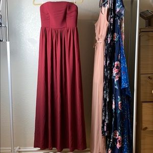 Red ruby strapless dress